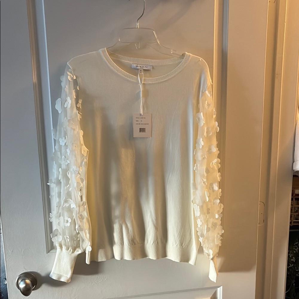 Cream Ruffled Embellished Blouse